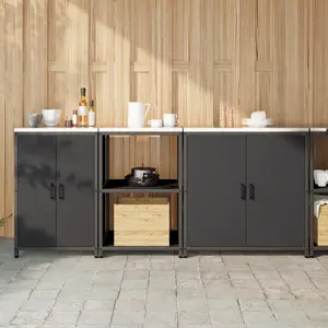 Comparateur de prix : vidaXL Ensemble de Rangement de Cuisine 3 pcs Noir 210 x 50 x 92 cm