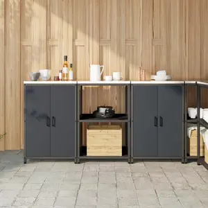 vidaXL Ensemble de rangement cuisine 3 pcs Anthracite 180 x 50 x 92 cm pas cher