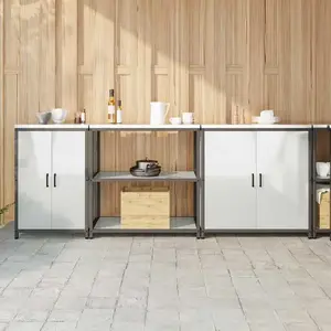 vidaXL Ensemble de Rangement de Cuisine 3 pcs Argent 210 x 50 x 92 cm pas cher