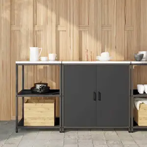 Comparateur de prix : vidaXL Ensemble de rangement cuisine 2 pcs Noir 150 x 50 x 92 cm