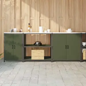 vidaXL Ensemble de Rangement de Cuisine avec étagère Autre avec stockage avec porte 3 pcs Vert olive pas cher