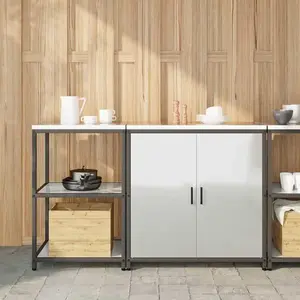 vidaXL Ensemble de rangement cuisine 2 pcs Argent 150 x 50 x 92 cm pas cher