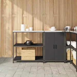 Comparateur de prix : vidaXL Ensemble de rangement cuisine 2 pcs Noir 150 x 50 x 92 cm