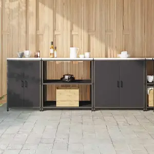 vidaXL Ensemble de Rangement de Cuisine 3 pcs Noir 210 x 50 x 92 cm pas cher