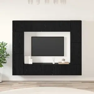 vidaXL Ensemble meuble TV 8 pcs Chêne Noir 80 x 30 x 30.5 cm pas cher