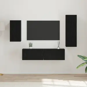 vidaXL Ensemble de Meuble TV 4 pcs Chêne Noir 30,5 x 30 x 90 cm pas cher