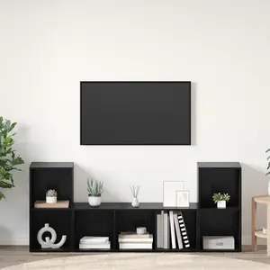 vidaXL Ensemble de meubles TV 3 pcs Noir 107 x 35 x 37 cm pas cher