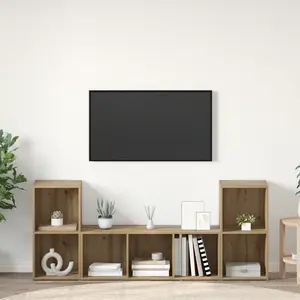 vidaXL Ensemble de meubles TV 3 pcs Marron 107 x 35 x 37 cm pas cher