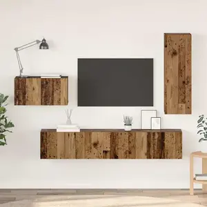 vidaXL Ensemble meuble TV 4 pcs Bois ancien 30,5 x 30 x 90 cm pas cher