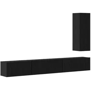 vidaXL Ensemble meuble TV 4 pcs Chêne Noir 30,5 x 30 x 90 cm pas cher