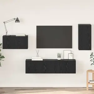 vidaXL Ensemble meuble TV 4 pcs Chêne Noir 30.5 x 30 x 60 cm pas cher