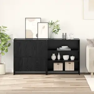 vidaXL Buffet 2 pcs Chêne noir 70 x 41 x 75 cm Bois d'ingénierie pas cher