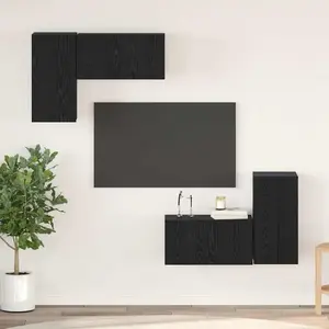 vidaXL Ensemble de meuble TV 4 pcs Chêne Noir 60 x 30 x 30 cm pas cher