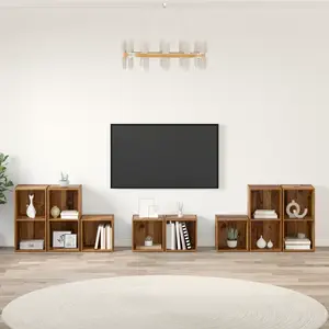 vidaXL Ensemble de meubles TV 8 pcs Bois Ancien Bois d'ingénierie pas cher