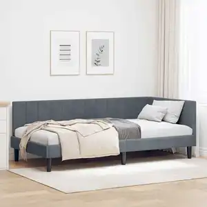 vidaXL Cadre de lit d'angle Gris foncé 90 x 190 cm Velours pas cher