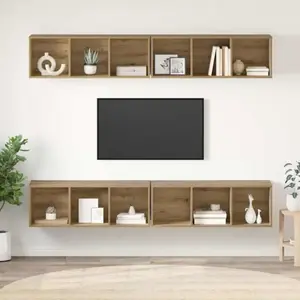 vidaXL Meuble TV mural 4 pcs chêne artisanal 37 x 37 x 107,5 cm pas cher
