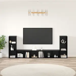 vidaXL Meuble TV 4 pcs Chêne Noir 37 x 35 x 107.5 cm Bois Ingénieur pas cher