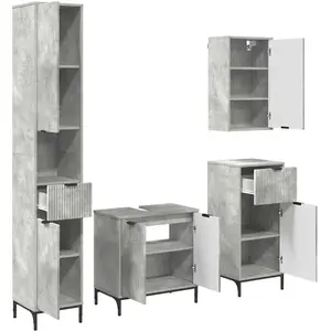 vidaXL Ensemble de mobilier de salle de bain avec tiroir Gris béton pas cher