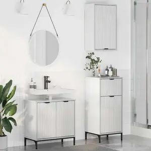 vidaXL Ensemble de mobilier de salle de bain 3 pcs Blanc brillant pas cher