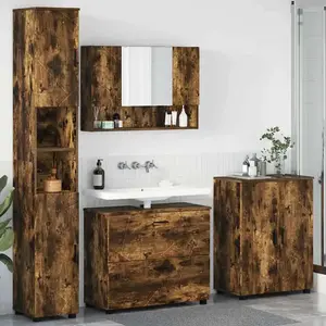 vidaXL Ensemble de mobilier de salle de bain 4 pcs Chêne fumé pas cher