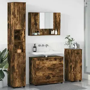 vidaXL Ensemble de mobilier de salle de bain 4 pcs Chêne fumé pas cher