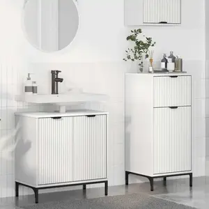 vidaXL Ensemble de mobilier de salle de bain avec tiroir 2 pcs Blanc pas cher