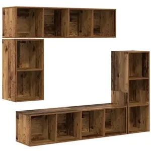 vidaXL Vidaxl Ensemble Meuble Tv 4 Pcs Vieux Bois Bois D'ingénierie pas cher