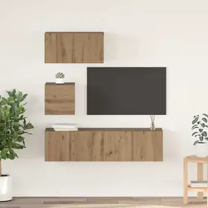 vidaXL Vidaxl Ensemble Meuble Tv 4 Pcs Chêne Artisanal 60 X 30 X 30 Cm pas cher