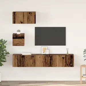 vidaXL Meuble TV mural 4 pcs Bois ancien 30.5 x 30 x 30 cm Moyen pas cher