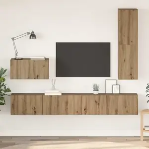 vidaXL Ensemble de meubles TV avec étagère 4 pcs chêne artisanal Moyen pas cher