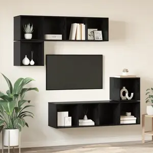 vidaXL Ensemble meuble TV 4 pcs Chêne noir 37 x 37 x 142.5 cm pas cher