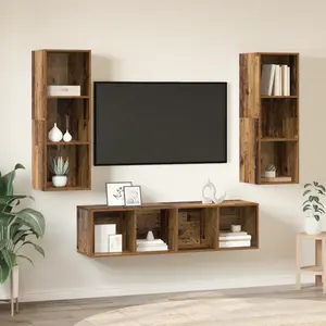 vidaXL Ensemble de meubles TV 3 pcs Bois ancien 37 x 37 x 142.5 cm pas cher