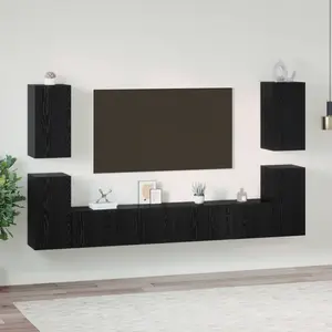 vidaXL Ensemble meuble TV 7 pcs Chêne noir Bois d'ingénierie pas cher