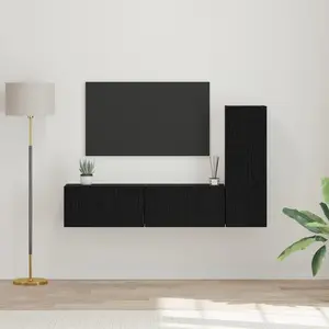 vidaXL Ensemble meuble TV 3 pcs Chêne noir Bois d'ingénierie pas cher