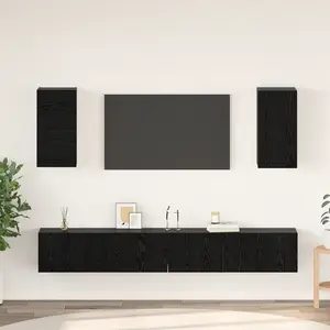 vidaXL Meuble TV mural 3 pcs Chêne noir Bois d'ingénierie pas cher