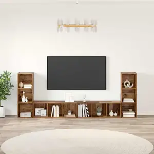 vidaXL Meuble TV 4 pcs Bois ancien 37 x 35 x 107.5 cm Bois Ingénieur pas cher