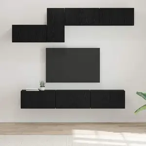 vidaXL Ensemble meuble TV 7 pcs Chêne Noir 60 x 30 x 30 cm pas cher