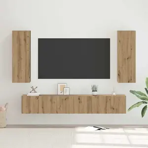 Comparateur de prix : vidaXL Vidaxl Ensemble Meuble Tv 4 Pcs Chêne Artisanal 30,5 X 30 X 90 Cm