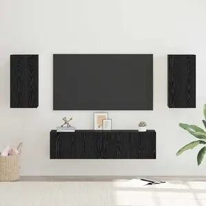 vidaXL Ensemble meuble TV Montage mural Chêne noir Bois d'ingénierie pas cher