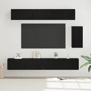 vidaXL Ensemble meuble TV 6 pcs Chêne Noir 100 x 30 x 30 cm pas cher