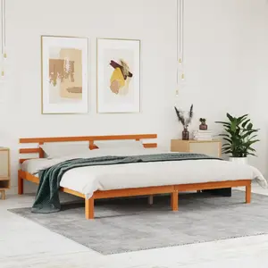vidaXL Cadre de lit marron ciré 200x200 cm en bois massif de pin pas cher