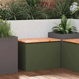 vidaXL Banc de jardin Vert olive 60 x 40 x 43 cm Acier pas cher