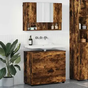 vidaXL Ensemble de mobilier de salle de bain 2 pcs Chêne fumé pas cher