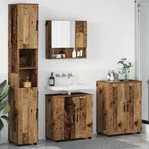 vidaXL Ensemble de mobilier de salle de bain 4 pcs Bois ancien pas cher