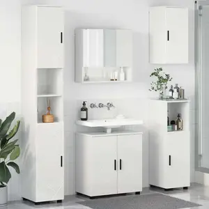 vidaXL Ensemble de mobilier de salle de bain 5 pcs Blanc brillant pas cher
