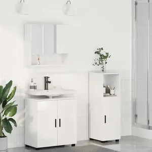 vidaXL Ensemble de mobilier de salle de bain 3 pcs Blanc brillant pas cher