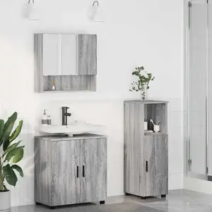 vidaXL Vidaxl Ensemble De Mobilier De Salle De Bain 3 Pcs Sonoma Gris pas cher