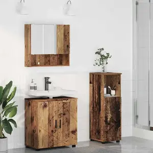vidaXL Vidaxl Ensemble De Mobilier De Salle De Bain 3 Pcs Bois Ancien pas cher
