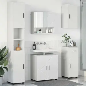 vidaXL Ensemble de mobilier de salle de bain avec tiroir 5 pcs Blanc pas cher