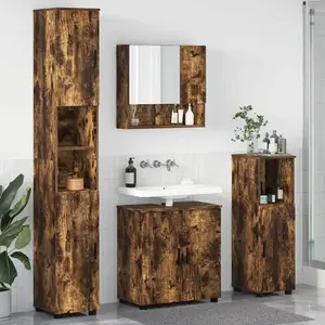 vidaXL Ensemble de mobilier de salle de bain 4 pcs Chêne fumé pas cher